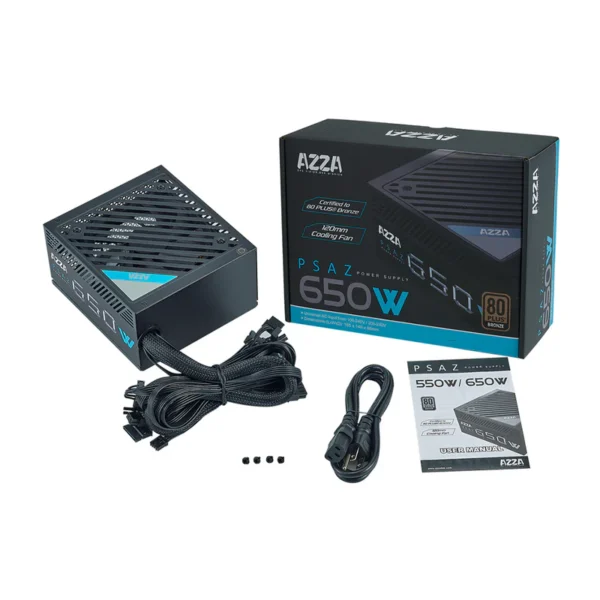 Azza PSAZ-650W power supply unit 650W Zwart PSU / PC voeding - Afbeelding 3